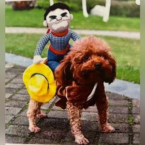 Funny Cowboy Riding Dog Halloween Costume Sz L